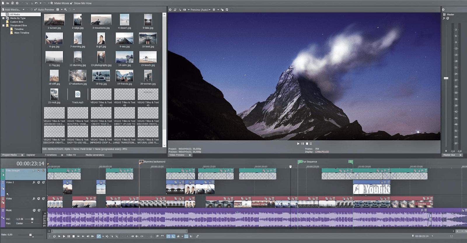Vegas Movie Studio Interface